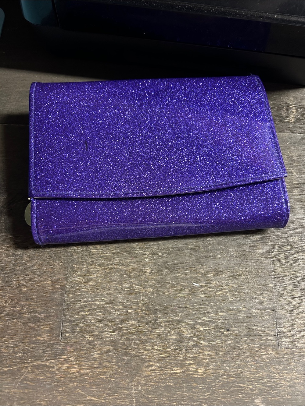Kirk Folly Purple Glitter Fold-Over Clutch Wallet